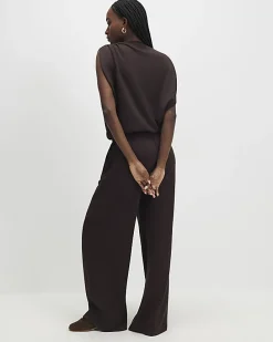 Brown High Waisted Premium Wide Leg Joggers
