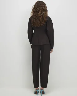 Brown High Waisted Tapered Trousers