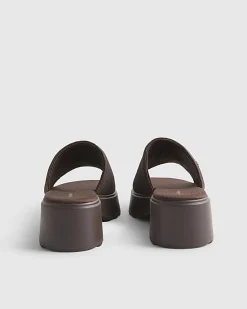 Brown Knitted Flatform Mule Sandals
