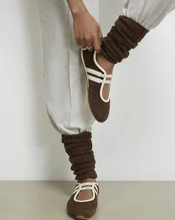 Brown Knitted Ribbed Leg Warmers