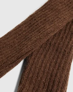 Brown Knitted Ribbed Leg Warmers