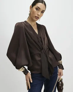 Brown Knot Front Top