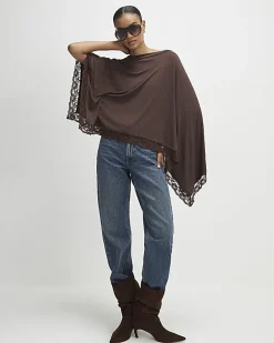 Brown Lace Trim Cape
