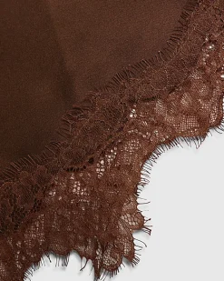 Brown Lace Trim Waist Scarf