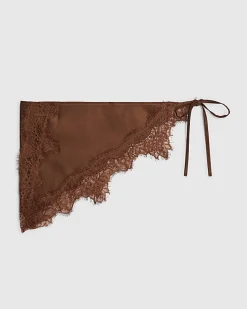 Brown Lace Trim Waist Scarf