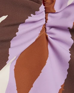 Brown Leaf Print Shaping Swimsuit
