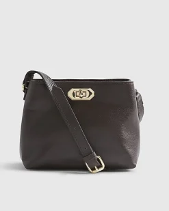 Brown Leather Double Compartment Bucket Bag