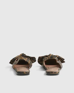 Brown Leopard Bow Slingback Flats