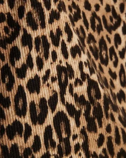 Brown Leopard Print Long Sleeve Fitted Top