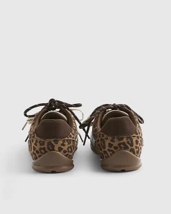 Brown Leopard Print Slim Double Lace Trainers