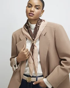 Brown Lightweight Monogram Print Scarf