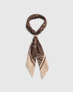 Brown Lightweight Monogram Print Scarf