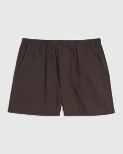 Brown Linen Blend Pull On Shorts