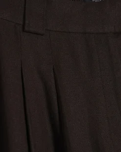 Brown Linen Blend Tailored Wide Leg Trousers