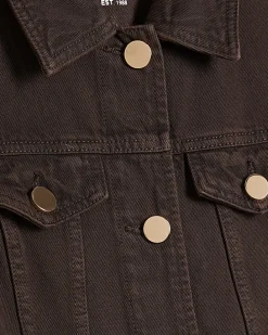 Brown Long Sleeve Button Up Denim Mini Dress