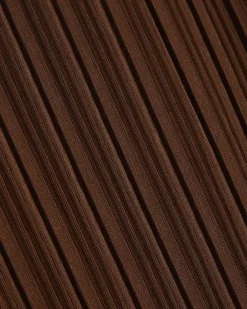 Brown Long Sleeve Plisse Belted Midi Dress