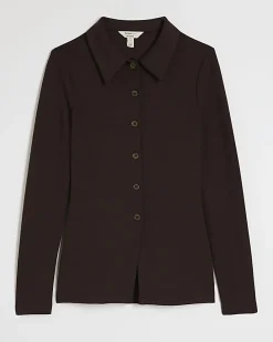 Brown Long Sleeve Premium Button Up Shirt