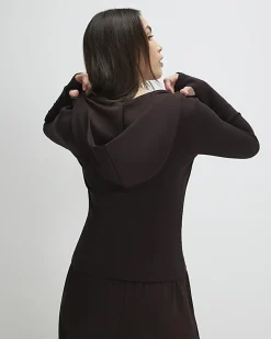 Brown Long Sleeve Premium Zip Through Hoodie