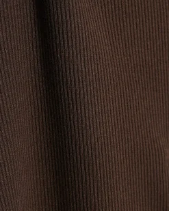Brown Long Sleeve Ribbed Crew Neck Top
