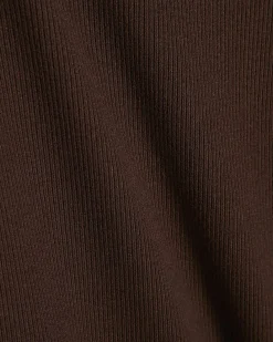 Brown Long Sleeve Scallop Trim Top