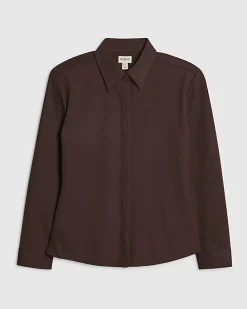 Brown Long Sleeve Shoulder Padded Shirt
