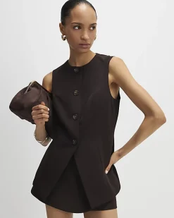 Brown Longline Tailored Waistcoat