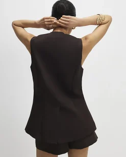 Brown Longline Tailored Waistcoat