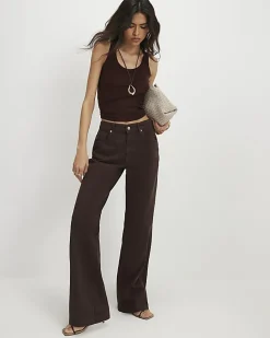 Brown Mid Rise Bootcut Jeans