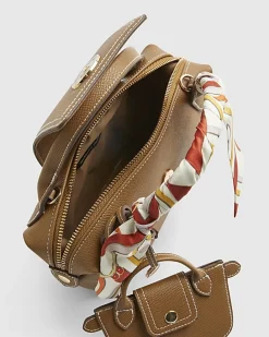Brown Mini Flap Cross Body Bag