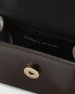 Brown Mini Patent Satchel Purse