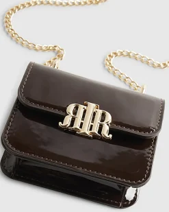 Brown Mini Patent Satchel Purse