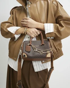 Brown Monogram chain detail Bowler bag