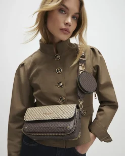 Brown Monogram Print Cross Body Bag