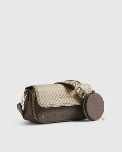 Brown Monogram Print Cross Body Bag