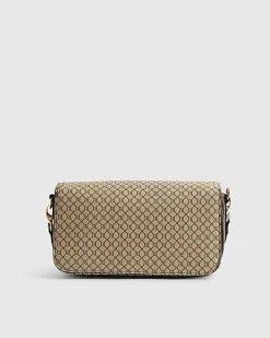 Brown Monogram Print Cross Body Bag
