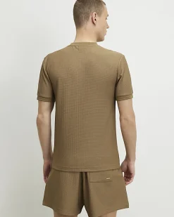 Brown Muscle Fit Textured T-Shirt