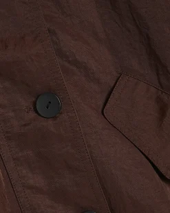 Brown Nylon Button Front Jacket
