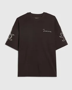 Brown Oversized Fit Luminis Roping T-Shirt