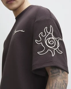 Brown Oversized Fit Luminis Roping T-Shirt