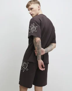 Brown Oversized Fit Luminis Roping T-Shirt