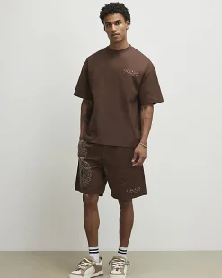 Brown Oversized Fit T-Shirt and Short Set