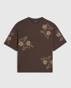 Brown Oversized Floral Heavyweight T-Shirt
