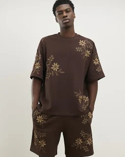 Brown Oversized Floral Heavyweight T-Shirt