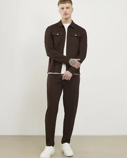 Brown Pique Double Pocket Overshirt
