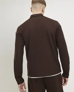 Brown Pique Double Pocket Overshirt
