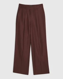 Brown Pleat Detail Wide Leg Trousers