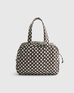Brown Polka Dot Quilted Holdall Bag