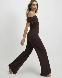 Brown Ponte Wide Leg Trousers