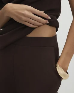 Brown Ponte Wide Leg Trousers