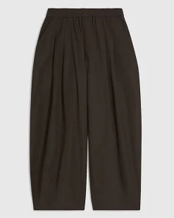 Brown Poplin Barrel Leg Trousers